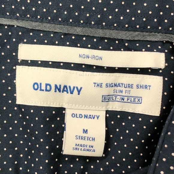 Old Navy Men Slim Fit Non-Iron Built In Flex Signature Shirt Size Medium M126 -1 - Picture 8 of 14